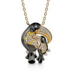 Bortwide "Huddle with You" Mom and Baby Toucan Sterling Silver Necklace