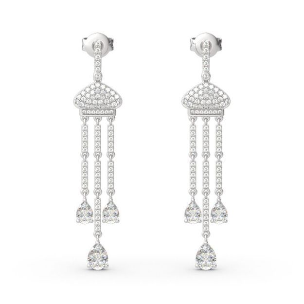 Bortwide Taj Mahal Inspired Sterling Silver Dangle Earrings