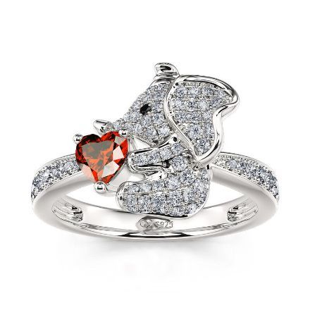 Bortwide Hug Me "Endearing Elephant" Heart Cut Sterling Silver Ring