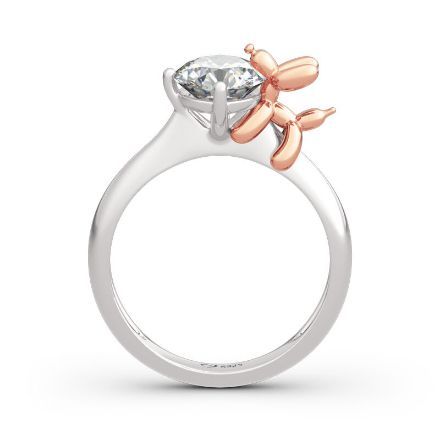 Bortwide Hug Me "Balloon Dog" Round Cut Sterling Silver Ring