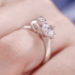 Bortwide Hug Me "Pure Love" Polar Bear Round Cut Sterling Silver Ring