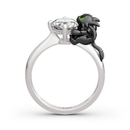 Bortwide Hug Me "Your Dragon" Round Cut Sterling Silver Ring