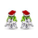 Bortwide Hug Me "Welcome Christmas" Heart Cut Sterling Silver Earrings