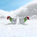 Bortwide Hug Me "Welcome Christmas" Heart Cut Sterling Silver Earrings