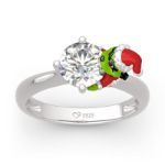 Bortwide Hug Me "Welcome Christmas" Round Cut Sterling Silver Ring