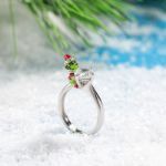 Bortwide Hug Me "Welcome Christmas" Round Cut Sterling Silver Ring