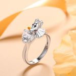 Bortwide Hug Me "Ghost Dog" Zero Round Cut Sterling Silver Ring