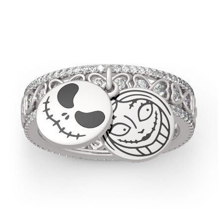 Bortwide "Bizarre Love" Skull Couple Twist Sterling Silver Ring