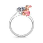 Bortwide Hug Me "Keep Innocence" Pink Pig Round Cut Sterling Silver Ring