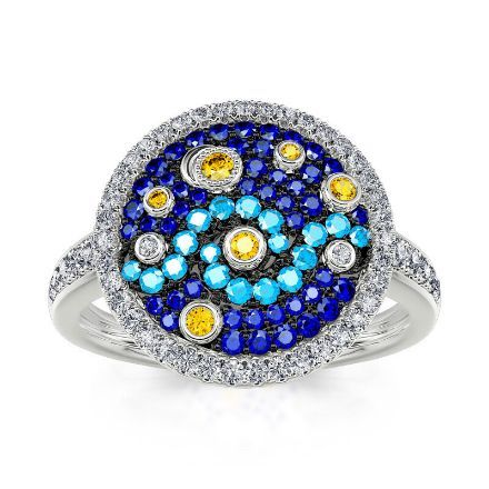 Bortwide "Pure Night" The Starry Night Inspired Sterling Silver Ring
