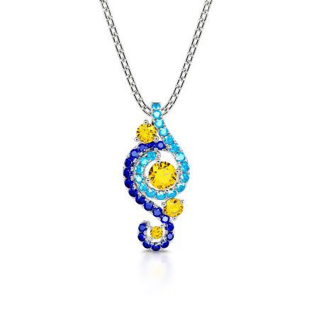 Bortwide "The Starry Night" Round Cut Sterling Silver Necklace