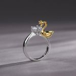 Bortwide Hug Me "Love & Fidelity" Swan Design Round Cut Sterling Silver Ring