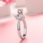 Bortwide Hug Me "Balloon Cat" Round Cut Sterling Silver Ring