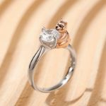 Bortwide Hug Me "Strength Bearer" Bear Round Cut Sterling Silver Ring