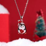 Bortwide Hug Me "Sweet Confession" Penguin Heart Cut Sterling Silver Necklace