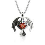 Bortwide Hug Me "Strongest Romance" Dragon Couple Heart Cut Sterling Silver Necklace