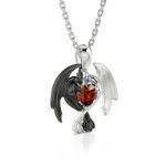 Bortwide Hug Me "Strongest Romance" Dragon Couple Heart Cut Sterling Silver Necklace