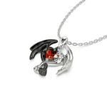 Bortwide Hug Me "Strongest Romance" Dragon Couple Heart Cut Sterling Silver Necklace