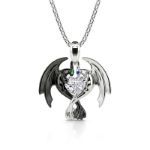 Bortwide Hug Me "Strongest Romance" Dragon Couple Heart Cut Sterling Silver Necklace