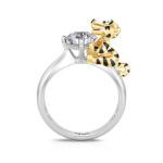 Bortwide Hug Me "King of the Forest" Tiger Round Cut Sterling Silver Ring