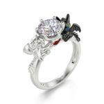 Bortwide Hug Me "Strongest Romance" Dragon Couple Round Cut Sterling Silver Ring