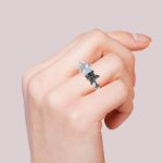 Bortwide Hug Me "Strongest Romance" Dragon Couple Round Cut Sterling Silver Ring