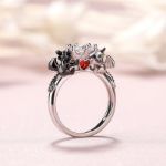 Bortwide Hug Me "Strongest Romance" Dragon Couple Round Cut Sterling Silver Ring