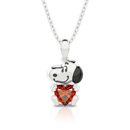 Bortwide Hug Me "Live in The Present" Puppy Heart Cut Sterling Silver Necklace