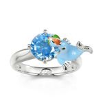 Bortwide Hug Me "Naughty Seal" Round Cut Sterling Silver Ring