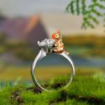 Bortwide Hug Me "Play with Giraffe" Giraffe Round Cut Sterling Silver Ring