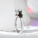 Bortwide Hug Me "Voodoo Doll Cats" Round Cut Sterling Silver Ring