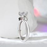 Bortwide Hug Me "Voodoo Doll Cats" Round Cut Sterling Silver Ring