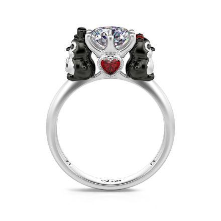 Bortwide Hug Me "Pure Love" Penguin Round Cut Sterling Silver Ring