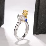 Bortwide Hug Me "Super Plumber" Round Cut Sterling Silver Ring