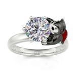 Bortwide Hug Me "Love at First Sight" Vampire Round Cut Sterling Silver Ring