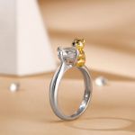 Bortwide Hug Me "Very Beary" Teddy Bear Round Cut Sterling Silver Ring