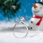 Bortwide Hug Me "Christmas Ghost Elf" Snowflake Round Cut Sterling Silver Ring