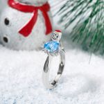 Bortwide Hug Me "Christmas Ghost Elf" Snowflake Round Cut Sterling Silver Ring