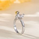 Bortwide Hug Me "Friendly Puppy" Princess Cut Sterling Silver Ring