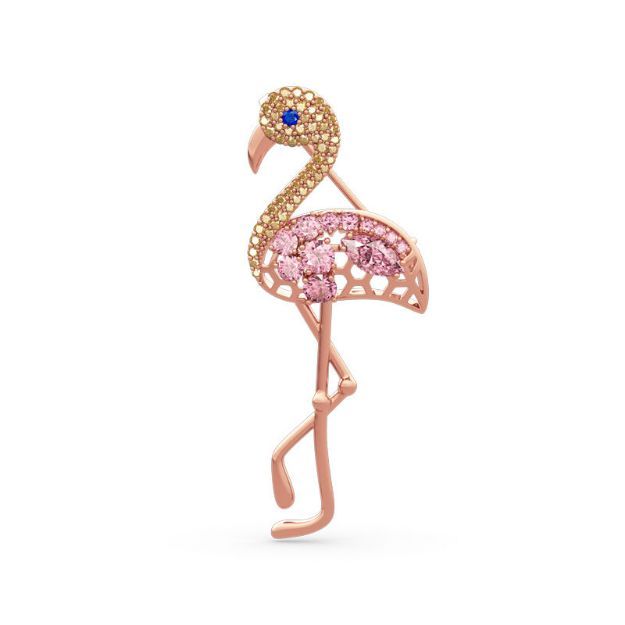 Bortwide "Fiery Passion" Flamingo Design Sterling Silver Brooch