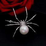 Bortwide Spider Design White Pearl Copper Brooch