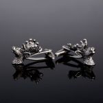 Bortwide Funny Deer Head Design Copper Men's Cufflinks