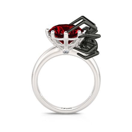 Bortwide Hug Me "Black Widow" Spider Round Cut Sterling Silver Ring