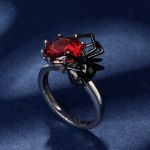 Bortwide Hug Me "Black Widow" Spider Round Cut Sterling Silver Ring