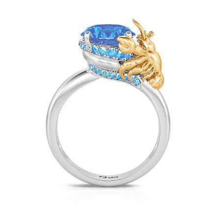 Bortwide Hug Me "Hermit Crab" Round Cut Sterling Silver Ring