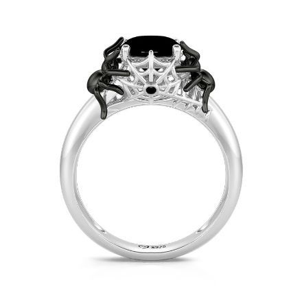 Bortwide Hug Me "Web of Death" Two Spider Round Cut Sterling Silver Ring