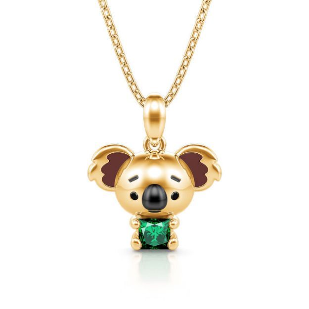 Bortwide Hug Me "Adorable Koala" Princess Cut Sterling Silver Necklace