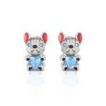 Bortwide Hug Me "Smart French Bulldog" Heart Cut Sterling Silver Earrings