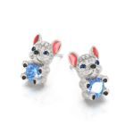 Bortwide Hug Me "Smart French Bulldog" Heart Cut Sterling Silver Earrings