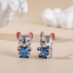 Bortwide Hug Me "Smart French Bulldog" Heart Cut Sterling Silver Earrings